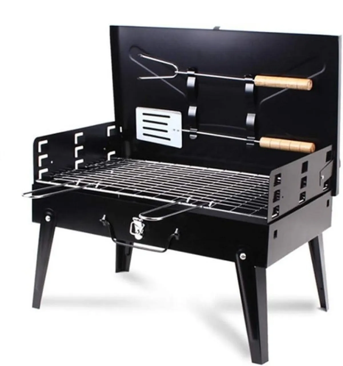 Ashcomonline Portable Folding Grill BBQ Camping Braai Stand Glider Rack Grill
