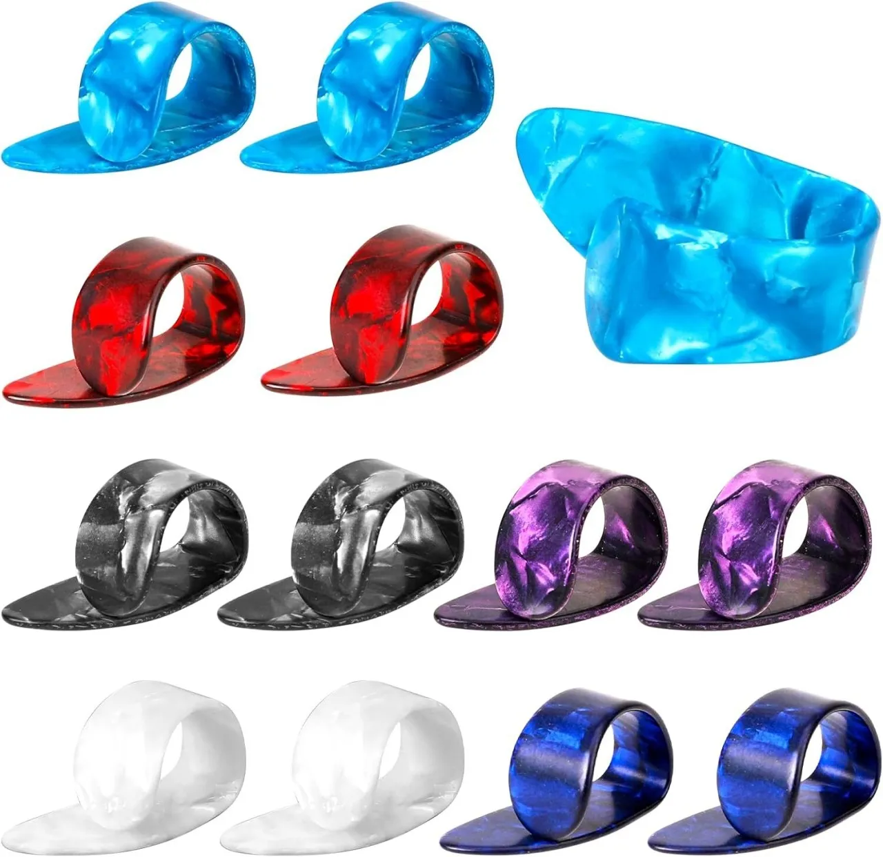 Bloo 12pcs Thumb Picks Medium Finger Picks, 6 Colors Flat Thumbpicks Celluloid Guitar Thumb Picks f…