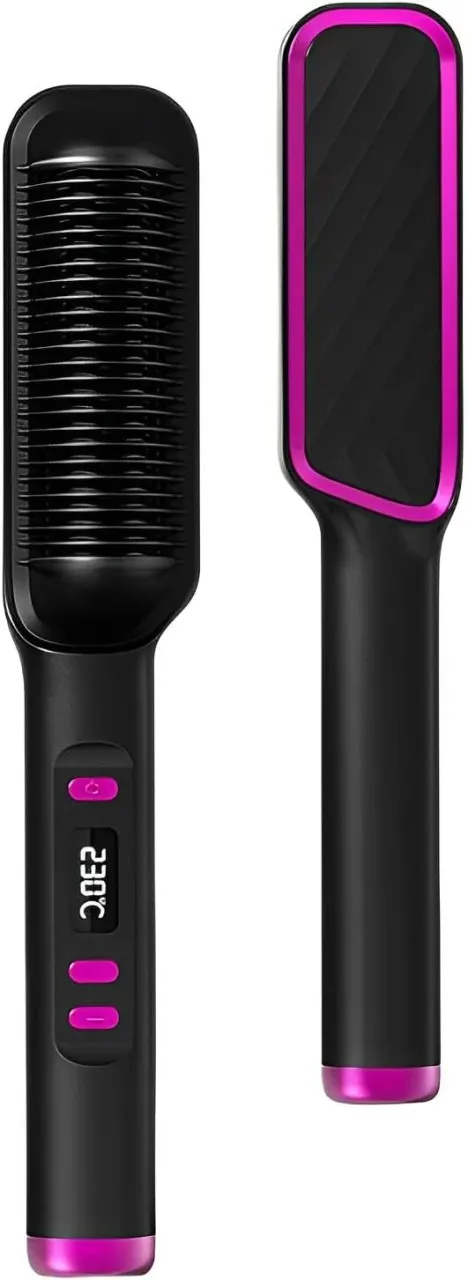 Fariedl Negative Ion Hair Straightener Styling Comb, 2 in 1 Straightener and Curler Comb for Dry an…