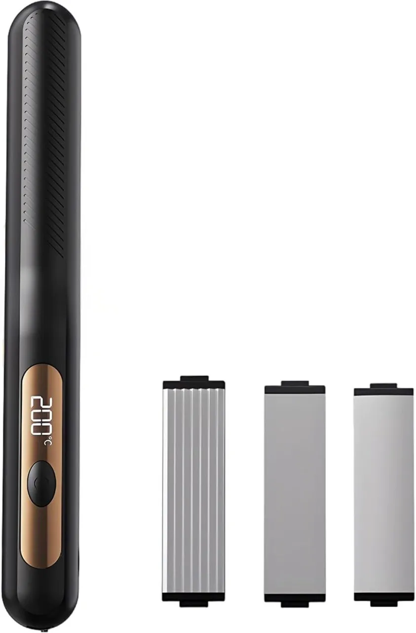 linglian Cordless Rechargeable Hair Straightener with LCD Display, 3-in-1 Flat Iron with Detachable…