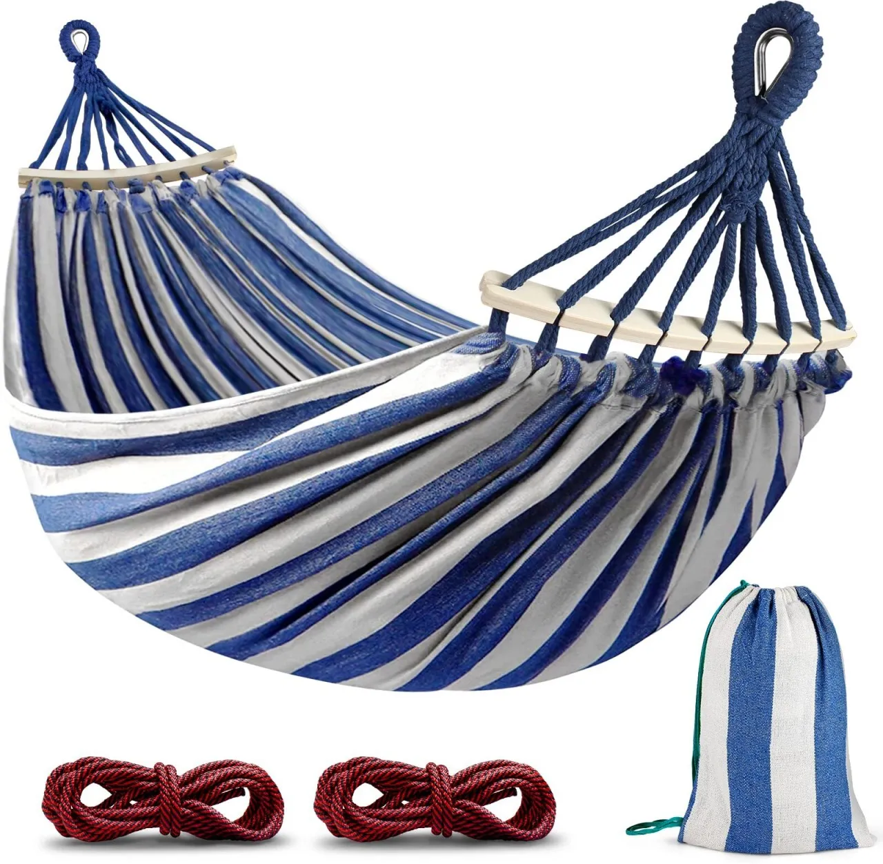 Granty Hammocks Portable Camping Hammock Upgraded Comfortable Fabric Hammock with Two Anti Roll Bal…