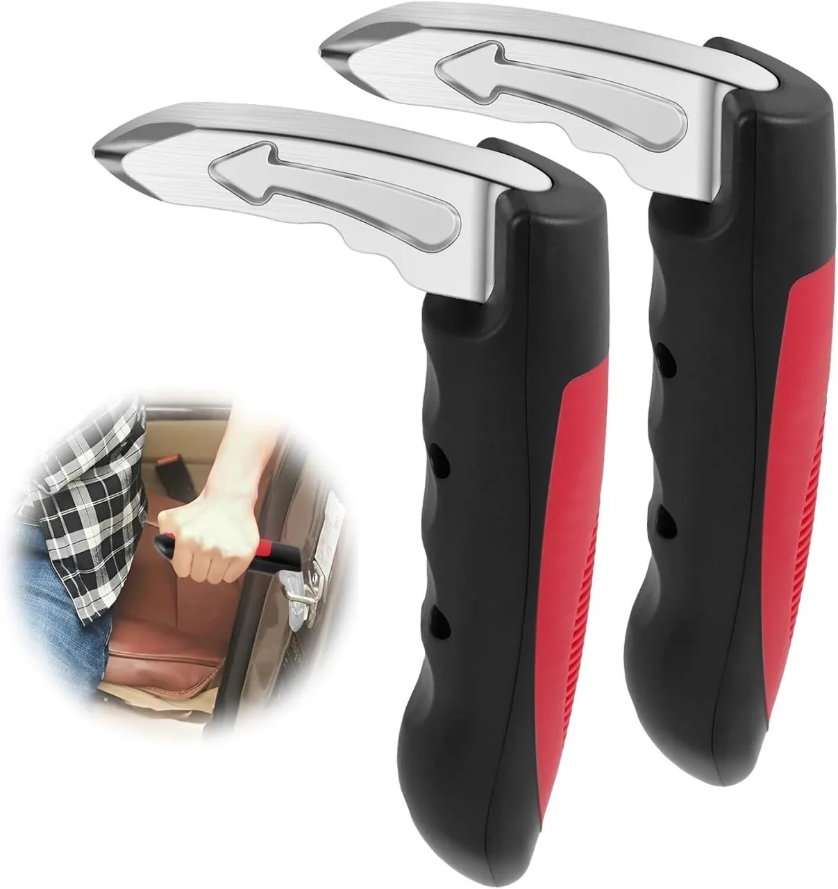 BOWENSTORE 2 Pcs Car Assist Handle for Elderly, 3-in-1 Car Door Handle Assist with Seatbelt Cutter …
