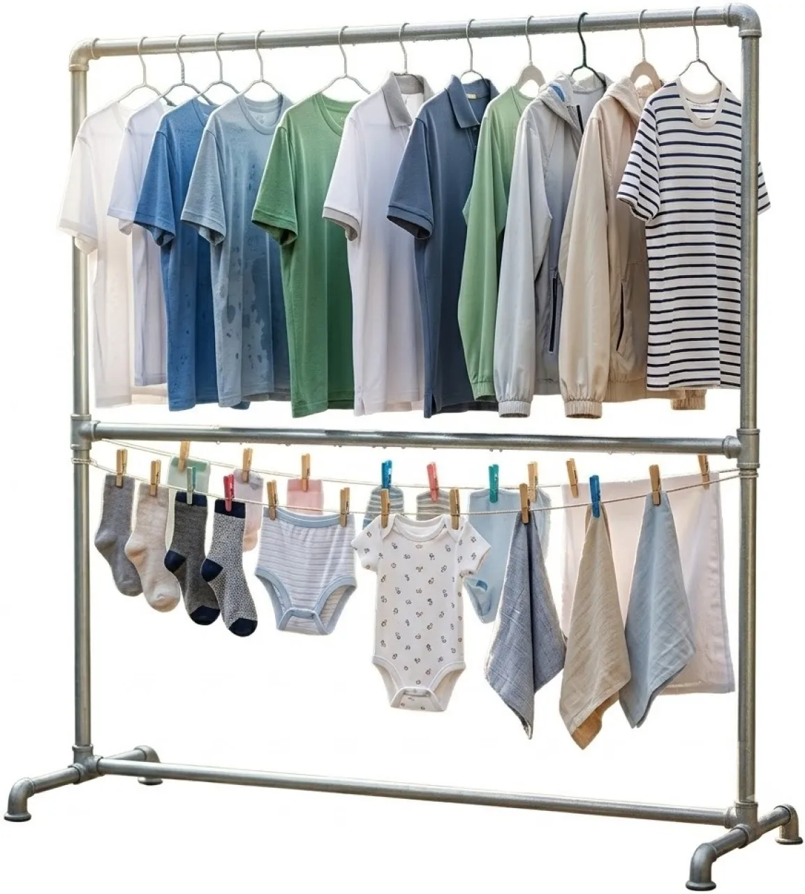 ArtisanFurniture Warehouse Furniture double Rod Garment Rack, Heavy Duty Stainless Steel Clothes Ra…