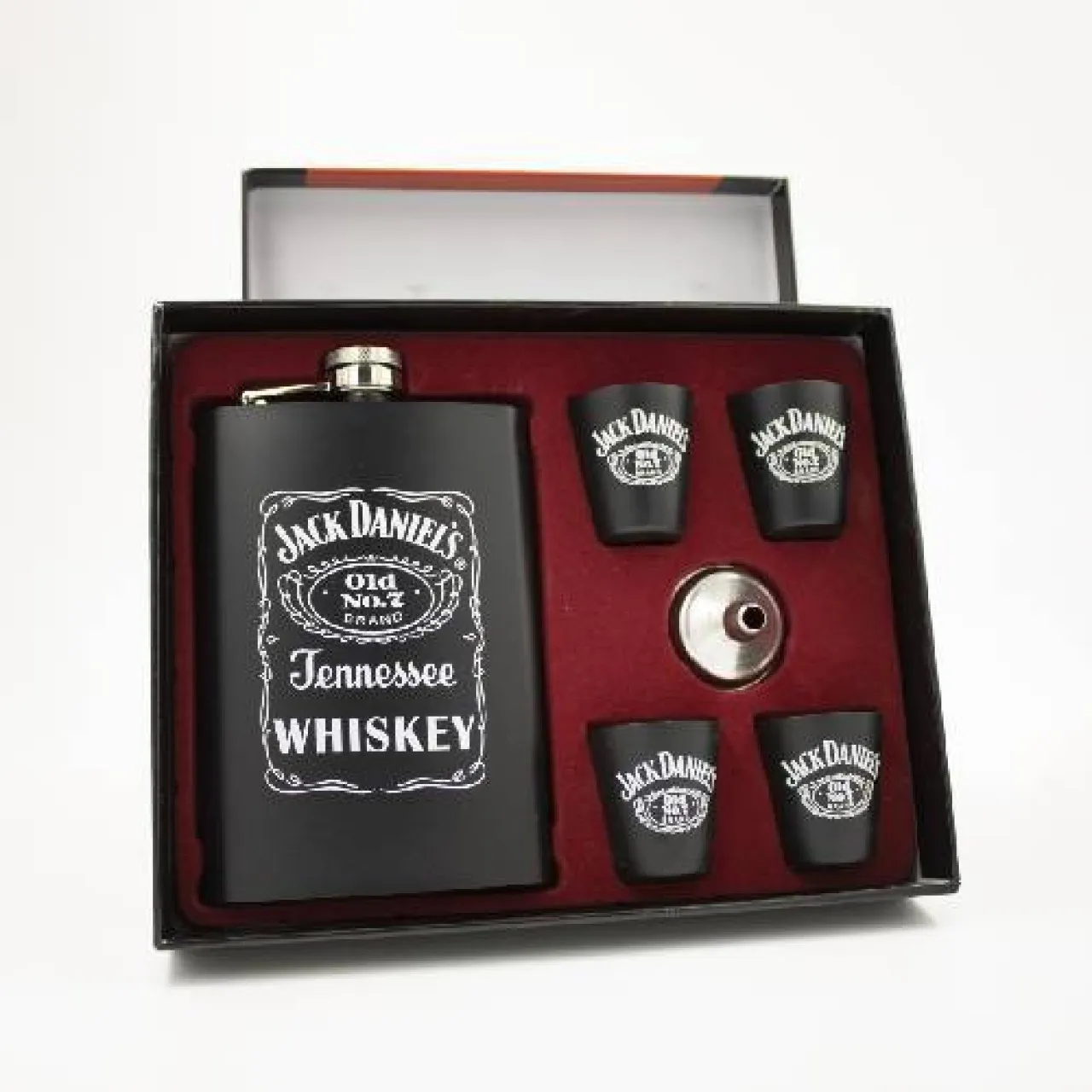 Bonz Unltd Jack Daniels – Black Hip Flask Set - Stainless Steel Hip Flask Set 9oz- Black Stainless …