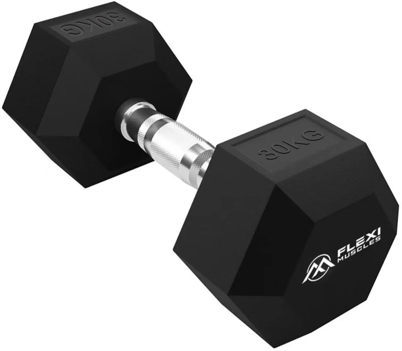 Flexi Muscles 30 kg hexagon shaped rubber encased dumbbell Home Gym Combo