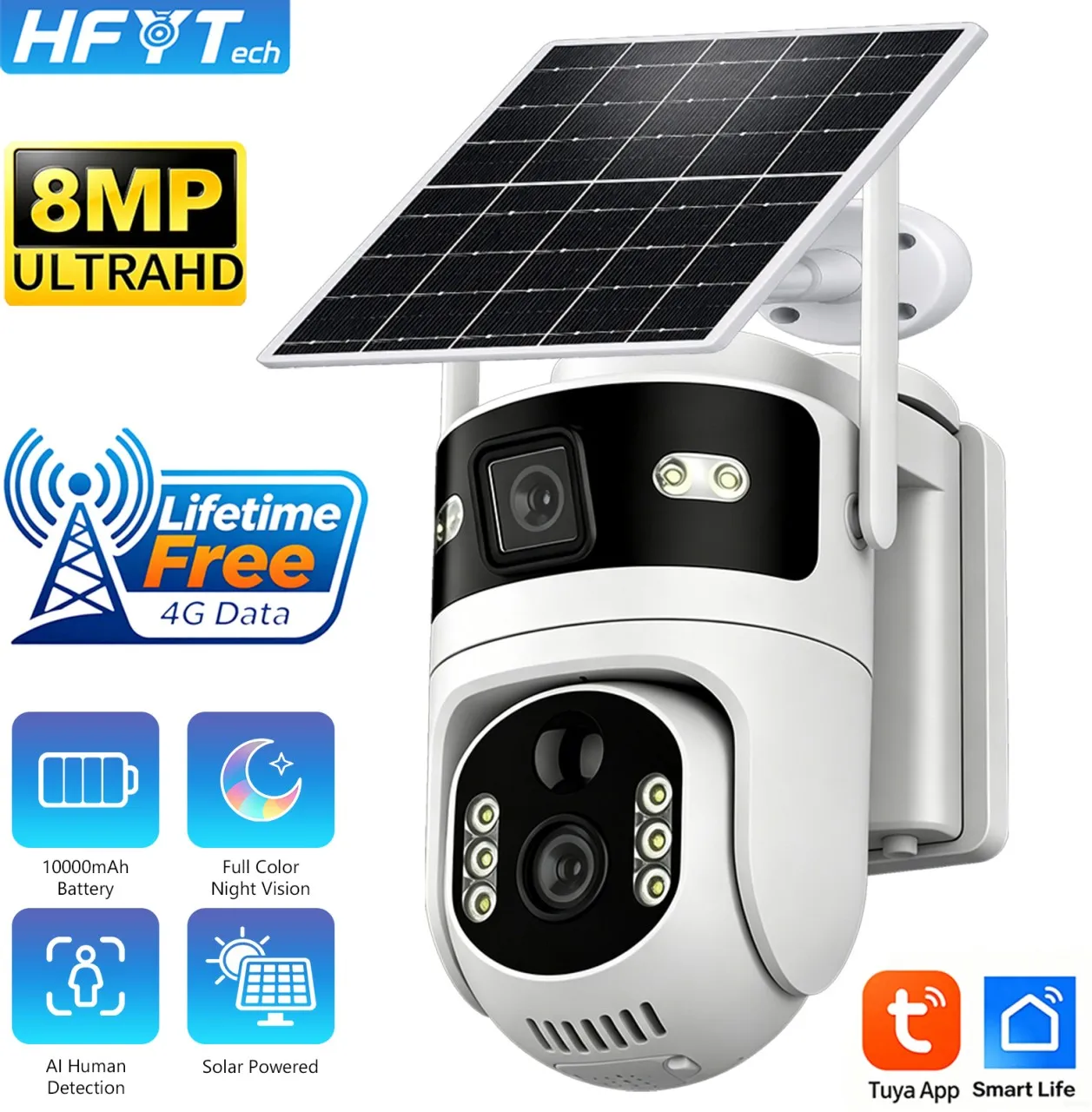 HFYTech 8MP, 2K Indoor & Outdoor Security Camera with Remote Pan & Tilt, Night Vision and IP, Bluet…