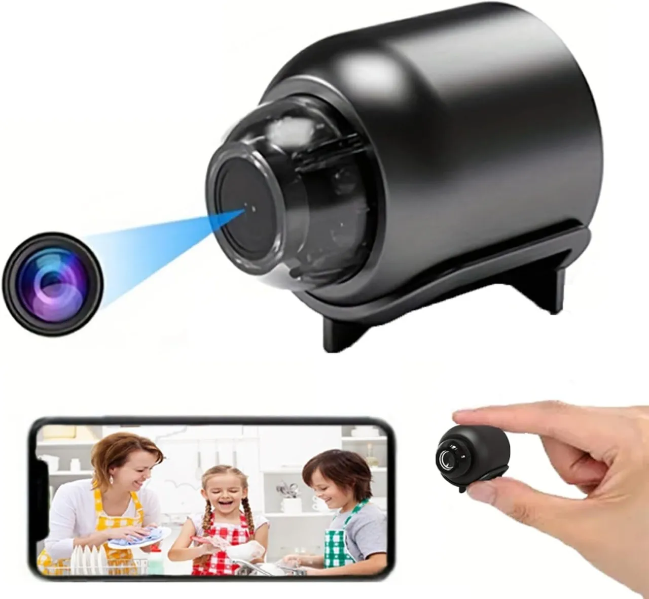 TAOJIANG Wireless cameras, hidden cameras, mini nanny cameras, smart home cameras, small indoor cam…
