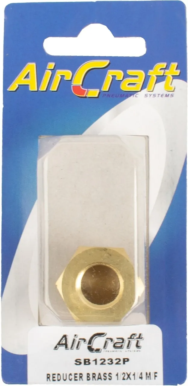 AirCraft Reducer Brass 1/2 x 1/4 M/F Conical 1 Piece Pack - 2 Pack Hose Connector