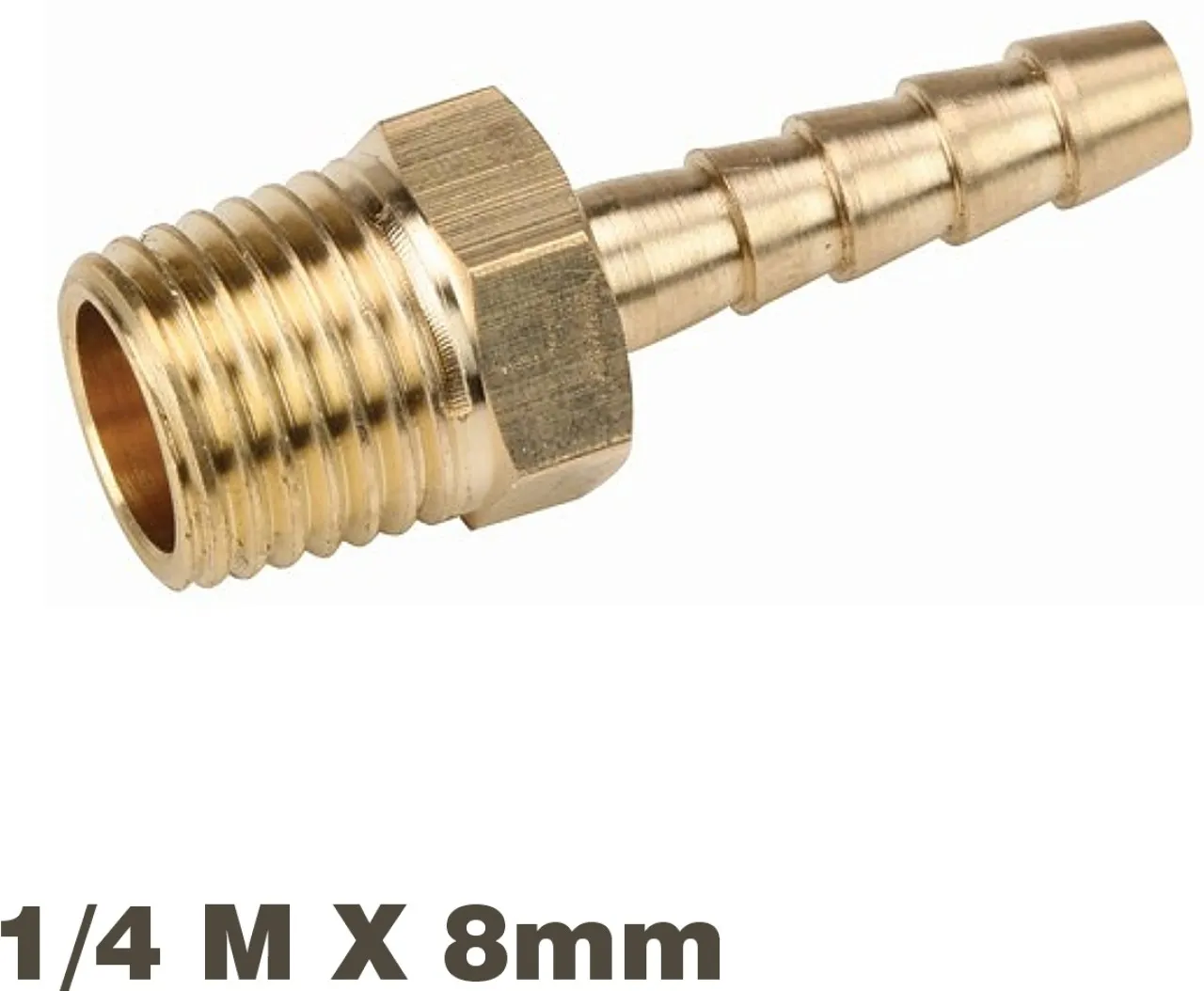 AirCraft Hose Tail Connector Brass 1/4M x 8mm - 8 Pack Hose Connector