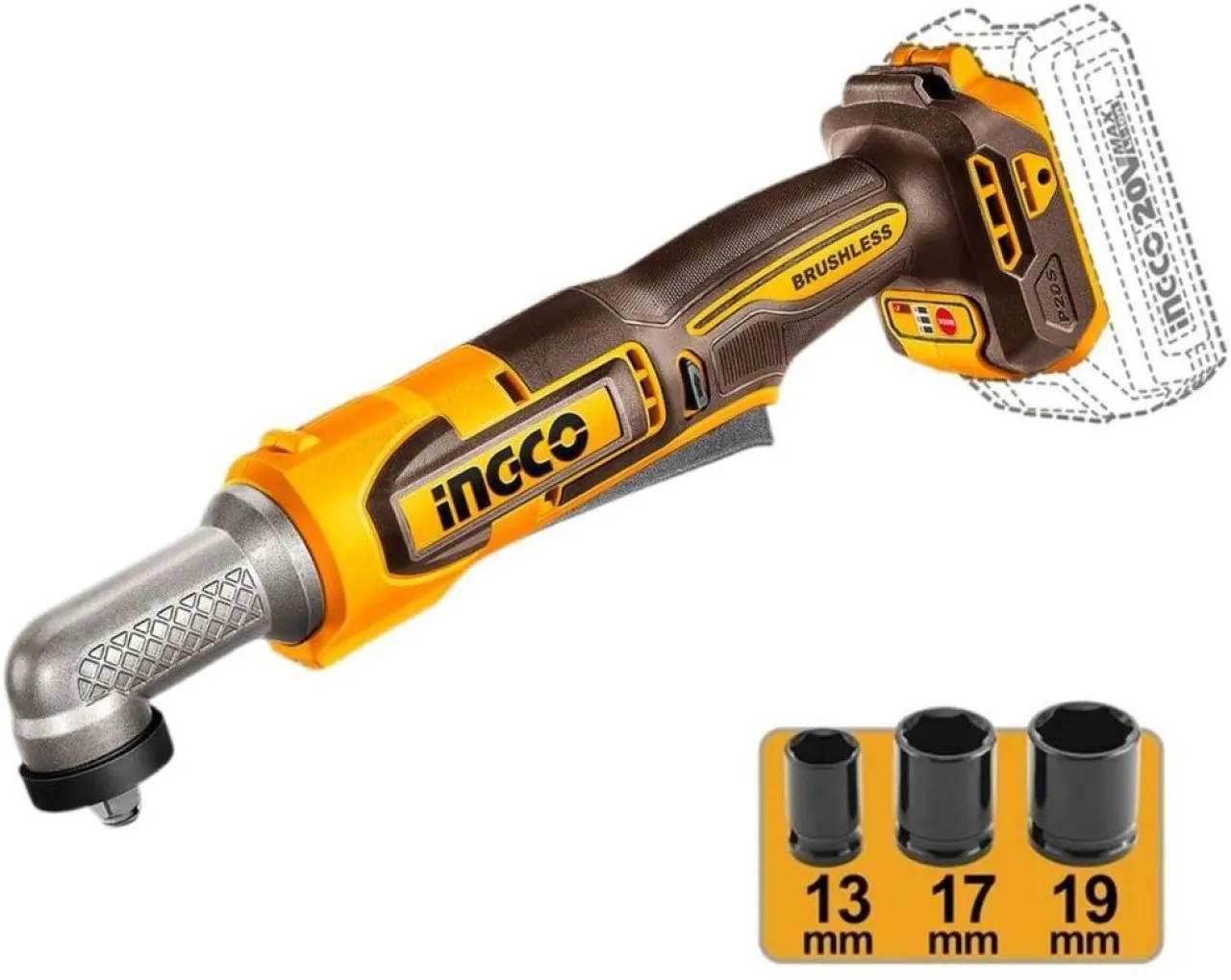 INGCO Cordless Angle Impact Wrench 80nm (Tool Only) Cordless Impact Wrench