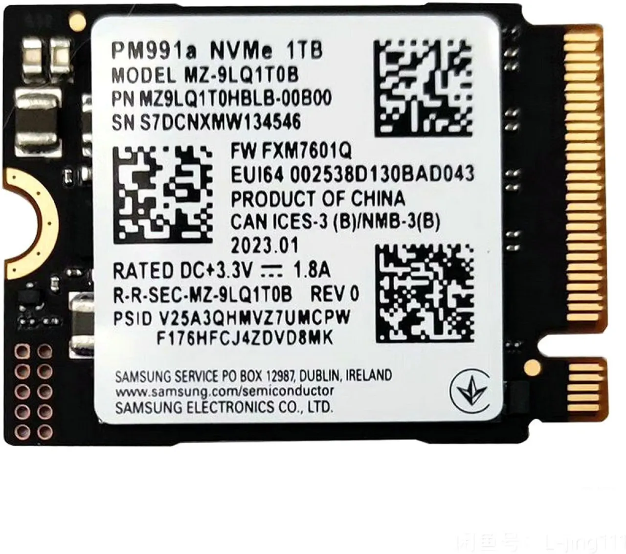 Samsung 1 TB SSD (PM991A 2230 NVMe Solid State Drive)