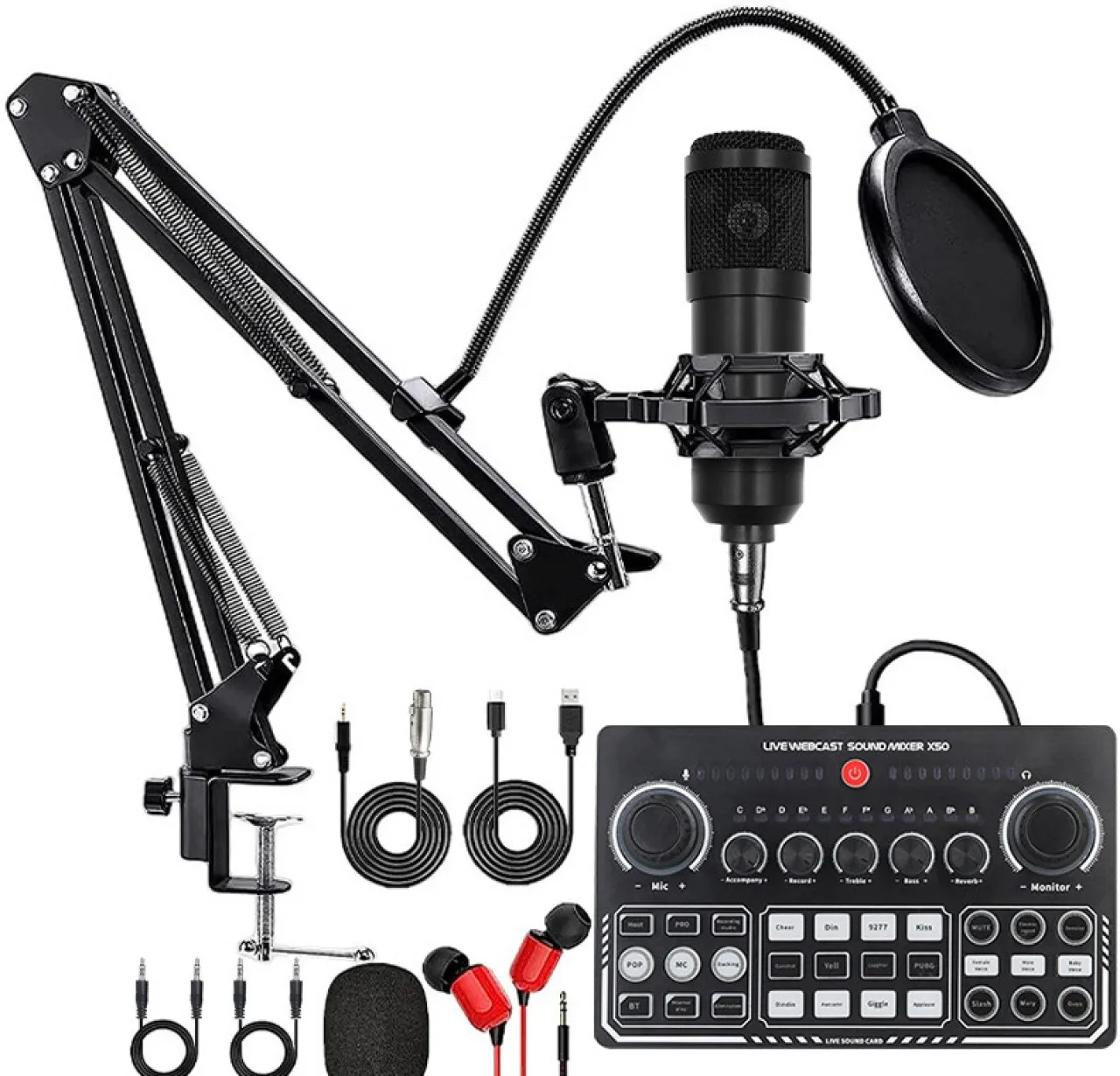 Solala Sound Card，Mobile sound card English podcast equipment set microphone singing mobile live br…