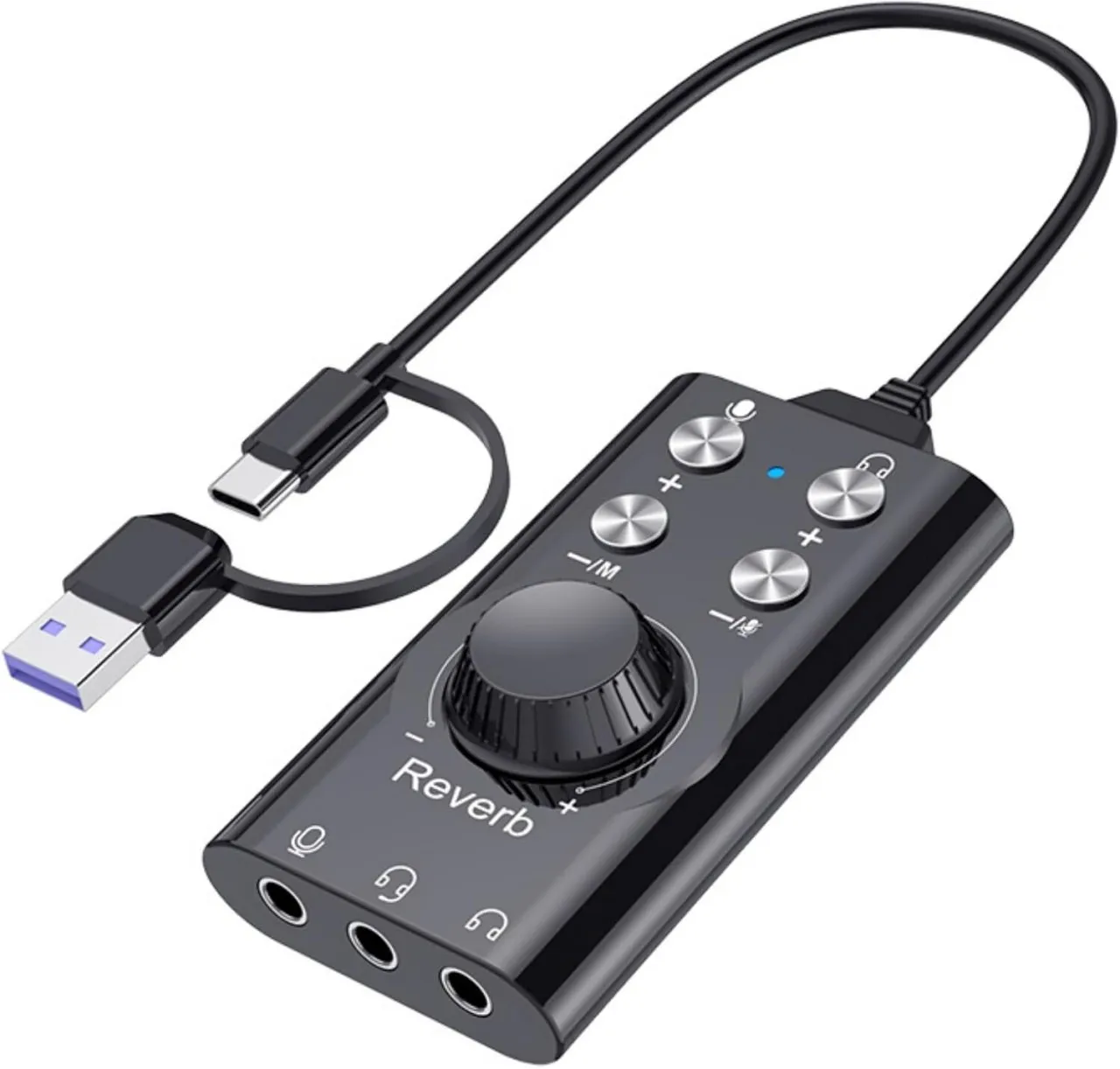SHIJIN Sound card,Portable USB Audio Interface, Type-C to 3.5mm Audio Sound Card, Voice Changing Ef…