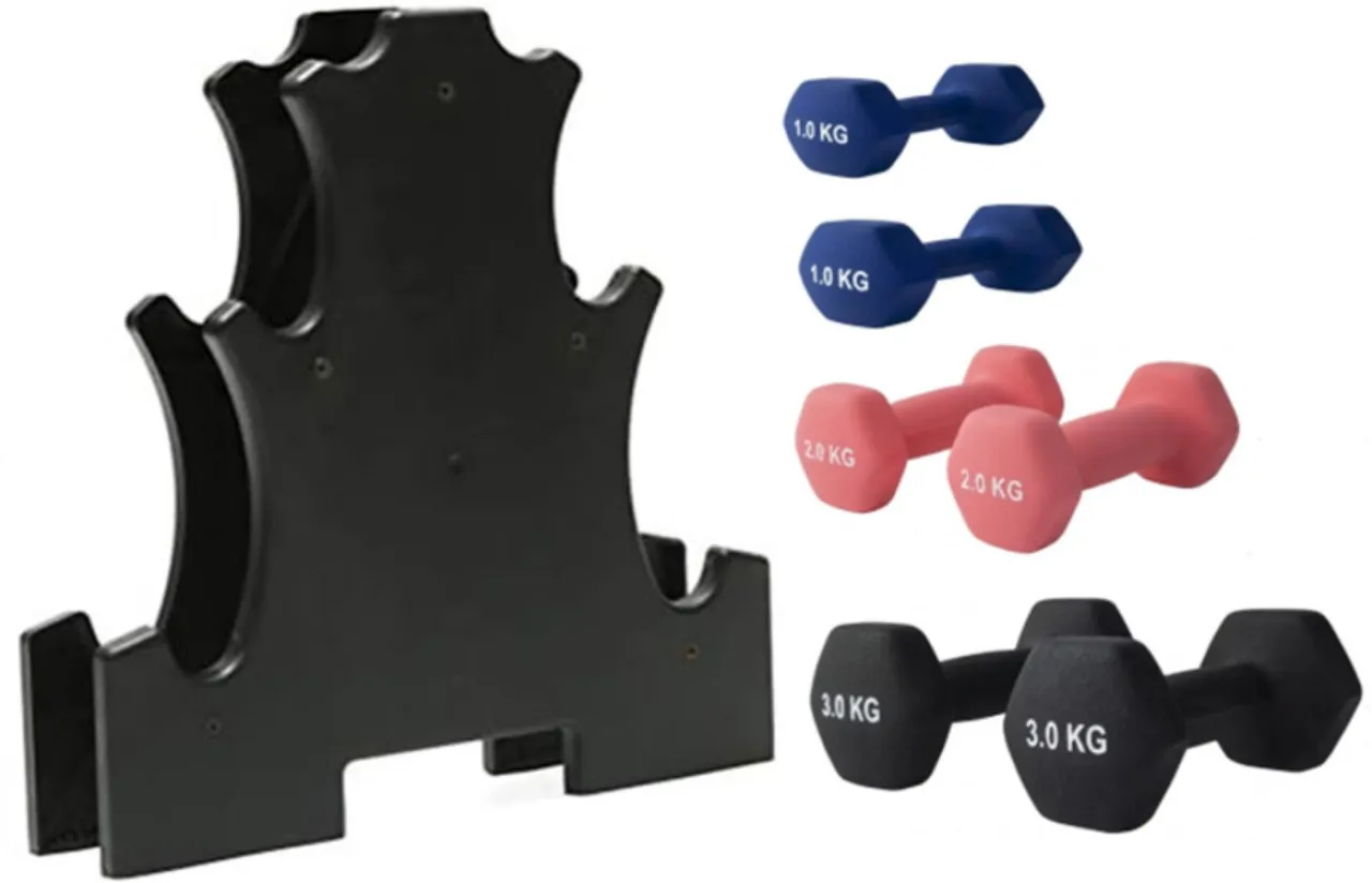 Musketeers Neoprene Coated Workout Dumbbells for Fitness & Exercise - Set of 3 Dumbbell Kit