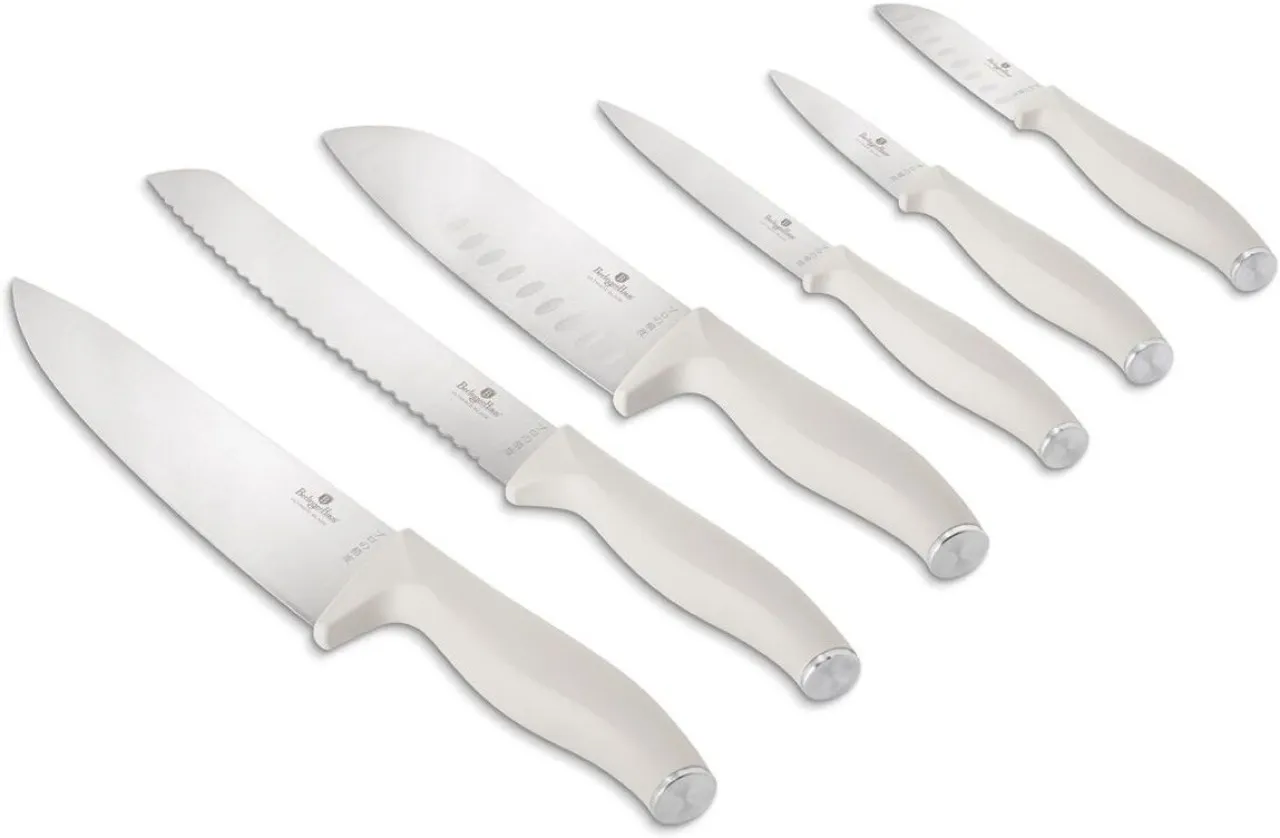 Berlinger Haus 6 Piece Carbon Steel Chefs, Utility, Bread, Steak Stainless Steel Knife Set - Sahara…
