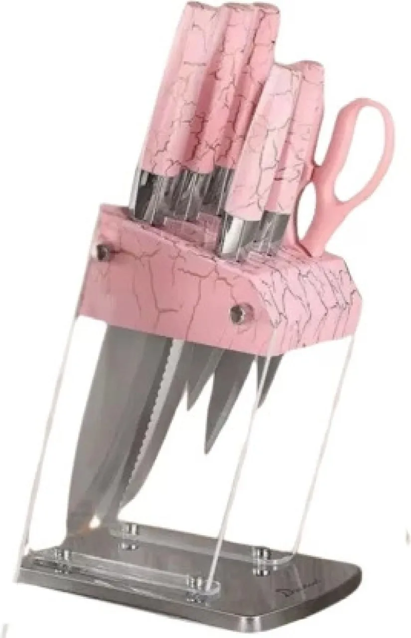 ShopMarket 1 Piece Stainless Steel Bread, Butter, Steak 7 Piece Acrylic Stand Knife Set