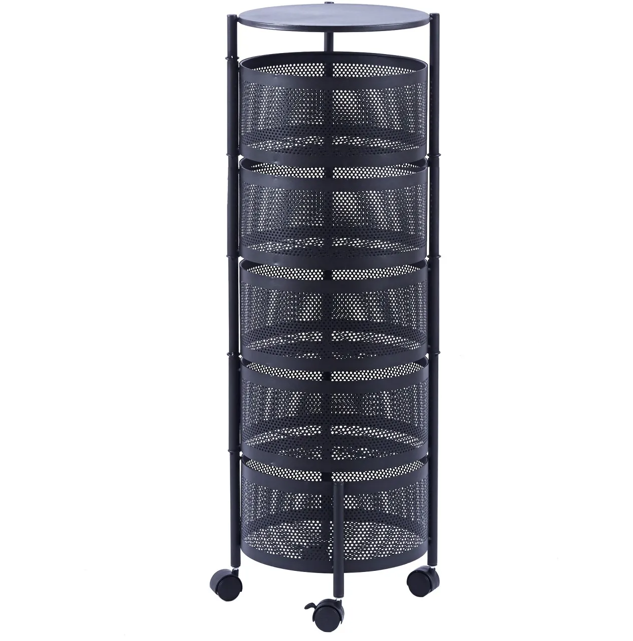 Artisign Kitchen Storage Rolling Cart with Wheels - 5 Tier Rotating Fruit and Vegetable Baskets for…