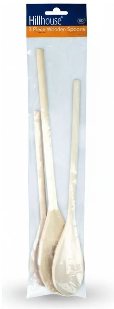 Hillhouse 3 Piece Beechwood Mixing Spoons Set Wood Cooking Spoon Kitchen Tool Set