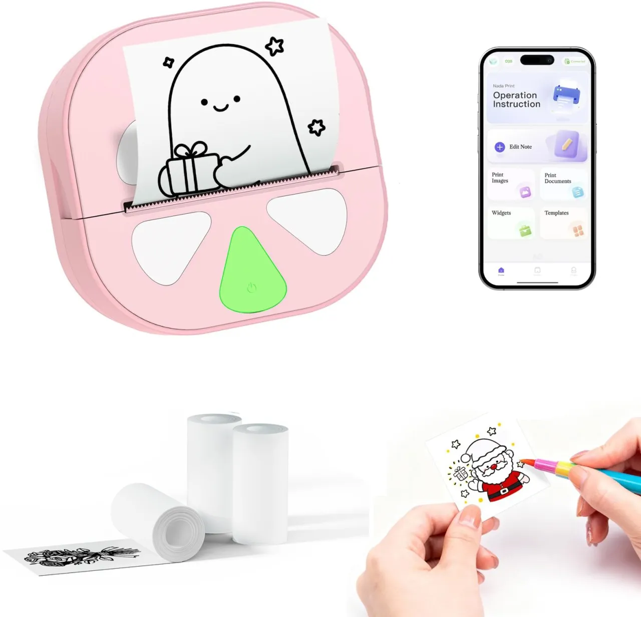 Tidecus Mini Sticker Printer Thermal Sticker Maker Machine,Bluetooth Print Pods for Kids Teens Gift…
