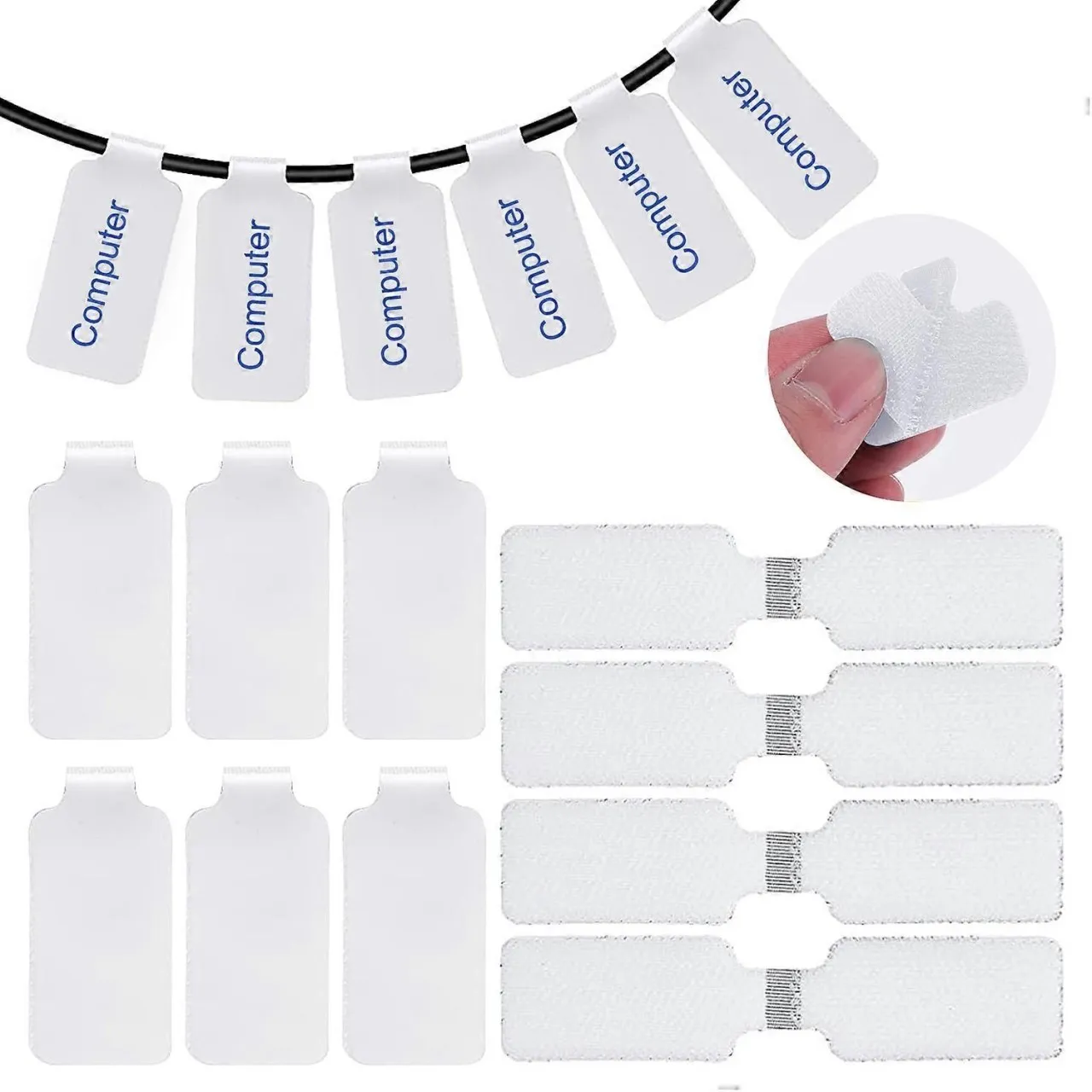 Huanix 30PCS Blank Cable Labels, Reusable Wire Labels, Self-Adhesive Labels, Cable Labels Write On,…
