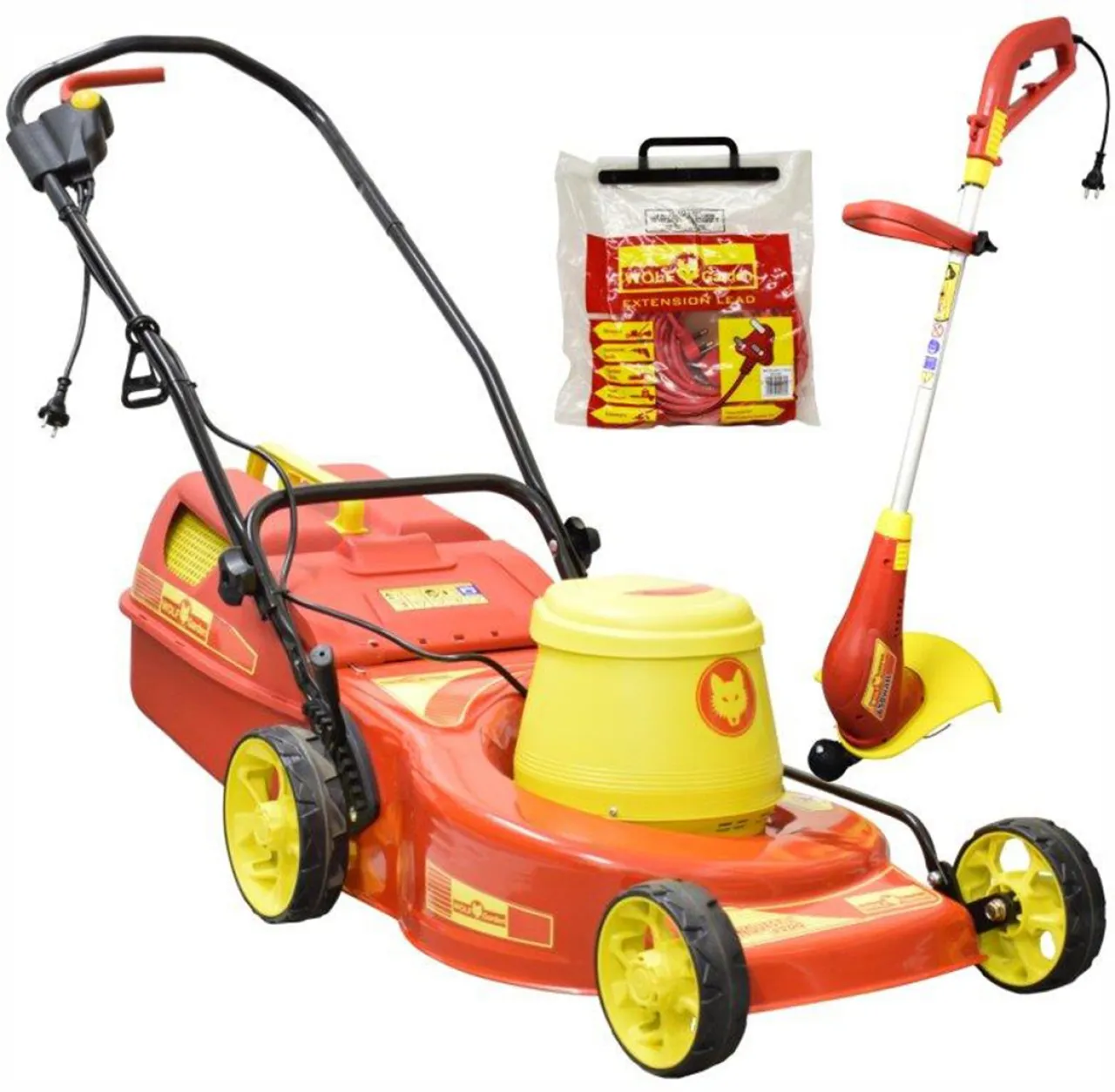 Wolf Lawnmower 2200W+650W Trimmer+20M Ext Crd Lawn Mower
