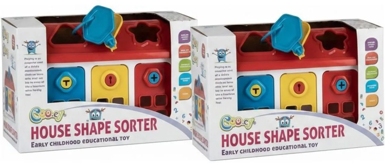 Cooey Wooden Shape Sorter House Toy 9 Colourful Shapes Shapes Toys