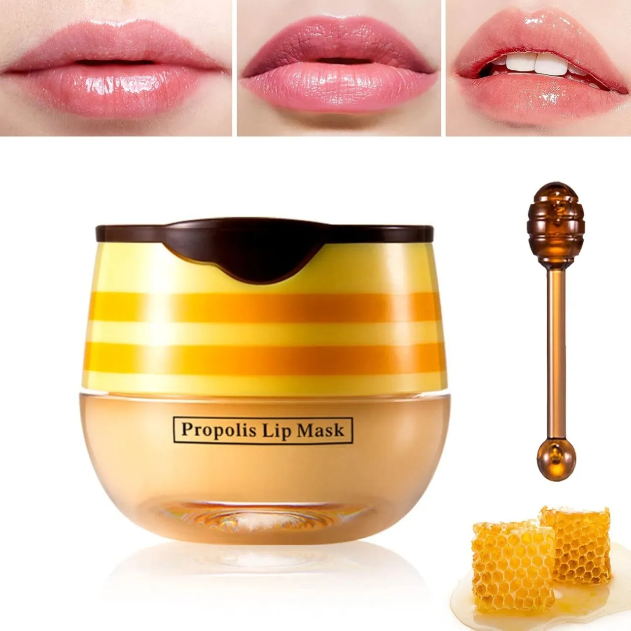 Wagu drum Lip Balm Honey Pot,Honey Lip Balm,Hydrating & Prevention Dry and Cracked Sleeping Lip Mas…
