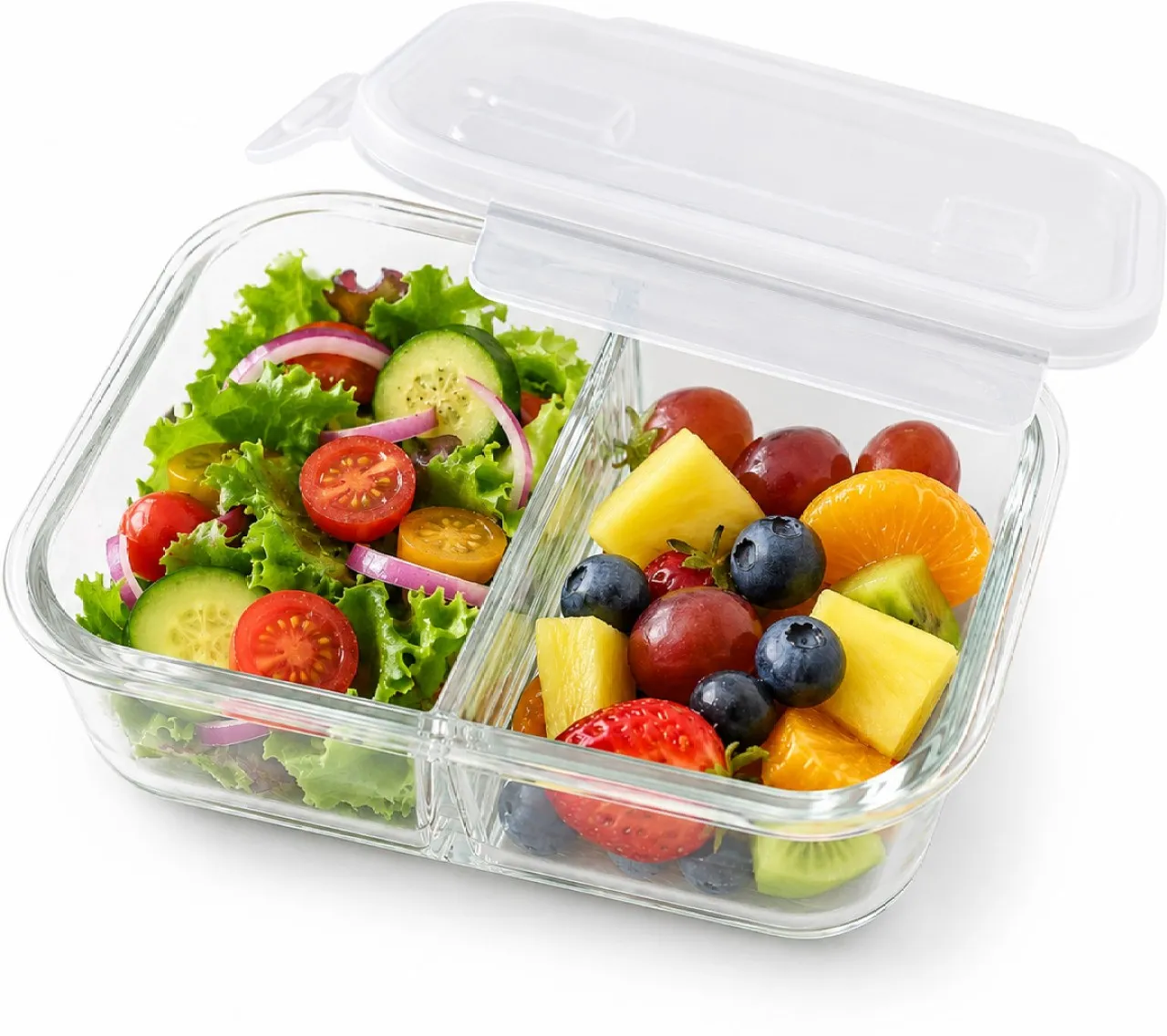 Wobuciko Glass Lunch Box with 2 Compartments 1040ml Lunch Box