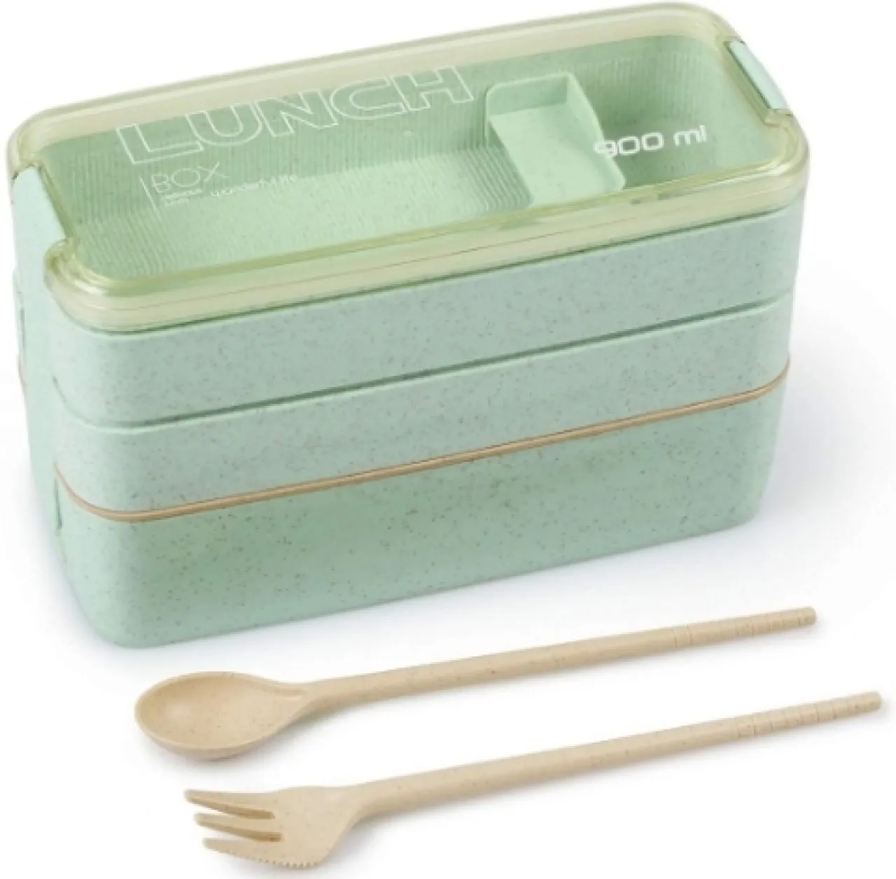 SM Portable Lunch Box With 3 Layers 900ml Eco Friendly Includes Cutlery 3 Containers Lunch Box
