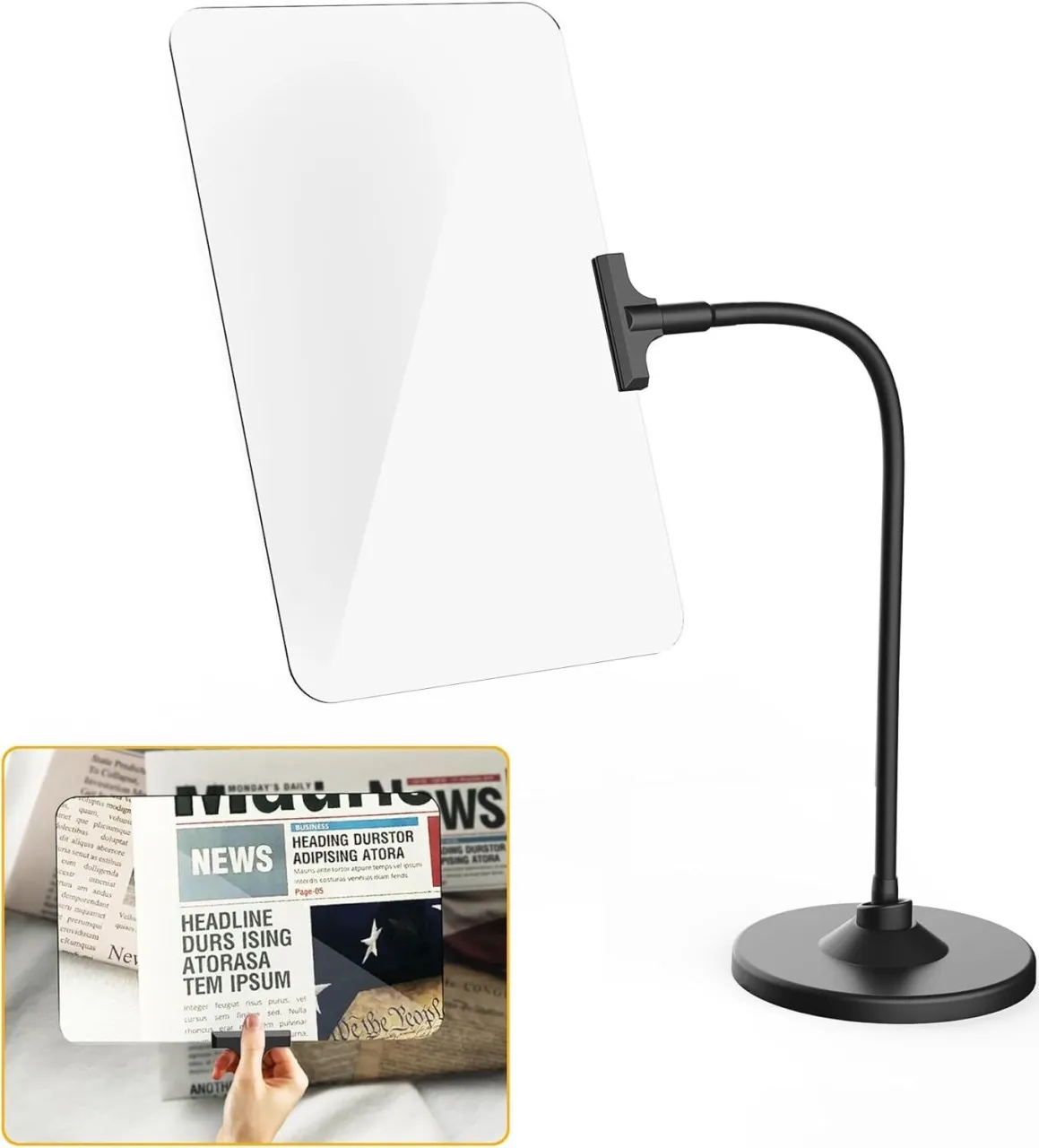 Hi Pansy 4X Magnifying Glass for Reading, 10"x6.5" Hands Free Magnifier with Stand, Large Full Page…