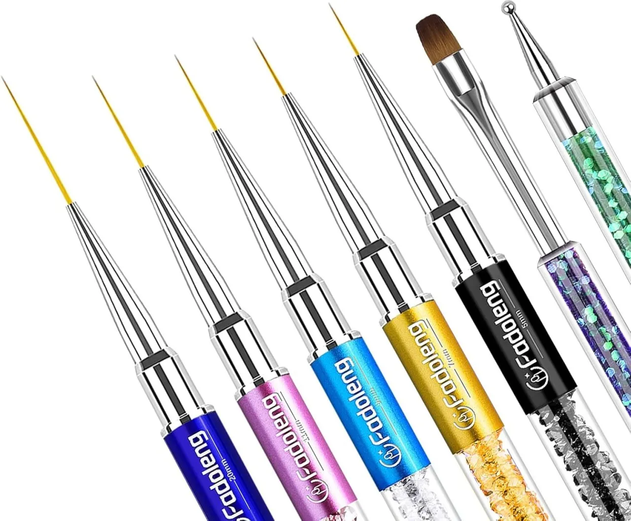 Hi Pansy Nail Art Brushes, 7Pcs Nail Design Brushes for Salon at Home DIY Manicure with Nail Liner …