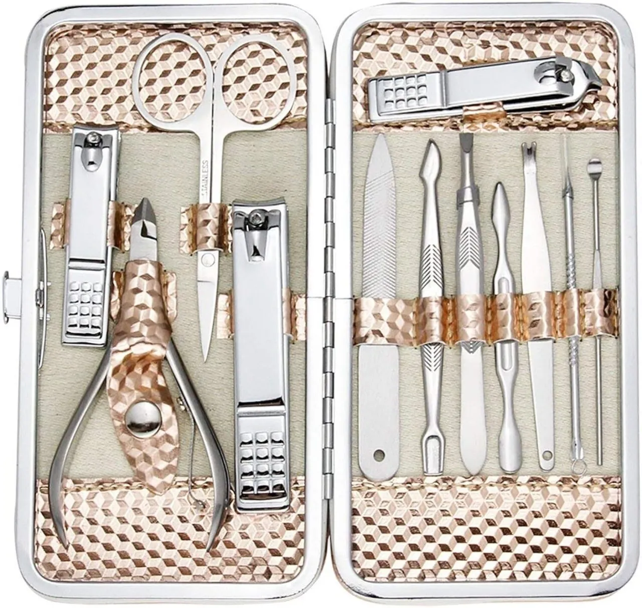 Hi Pansy Professional Nail Care kit Manicure Grooming Set with Travel Case(Rose Gold)