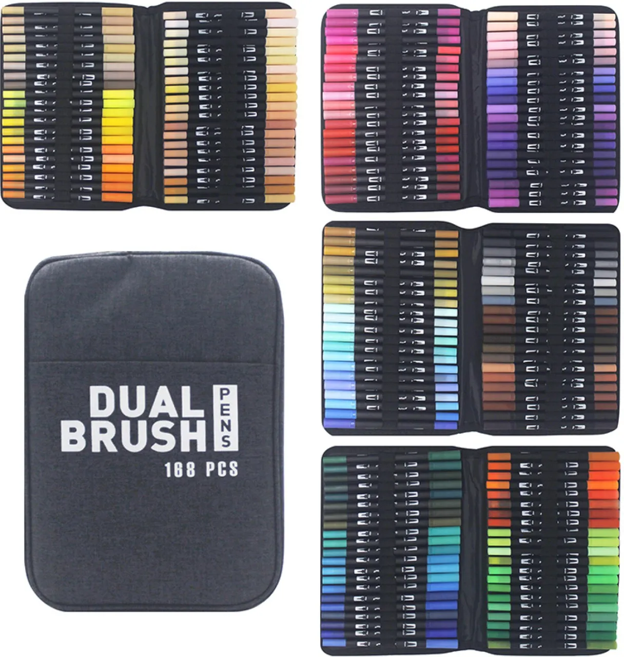 Huanix CD-168 colors,Double Ends Manga Art Brush Pen Set Pencil Back to school