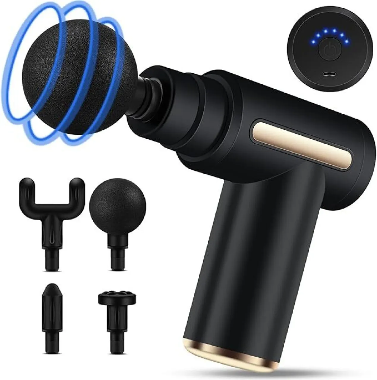 marevic Mini Massage Gun Deep Tissue - Portable 6 Speeds Handheld Massage Gun with 4 Heads, 1800mAh…