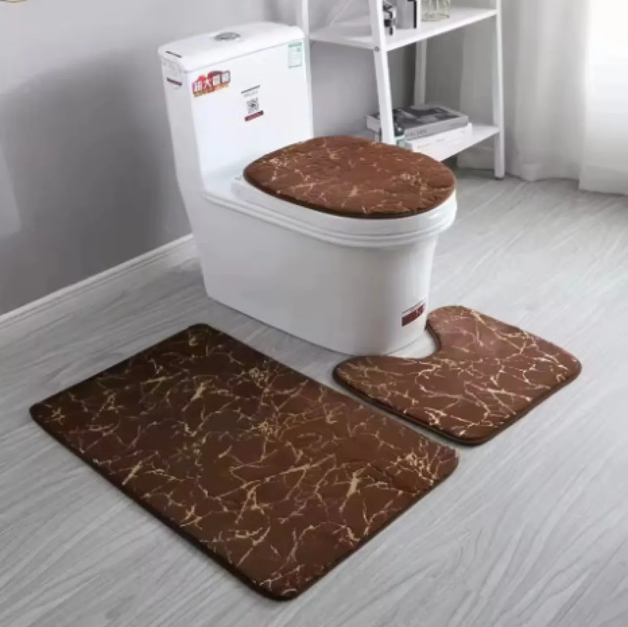 Angel Fur 3PCS Bath Mat Set Bathroom Mat