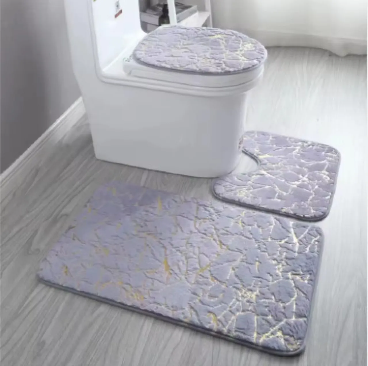 Angel Fur 3PCS Bath Mat Set Bathroom Mat