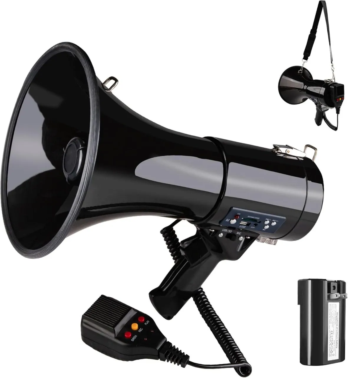 Bloo 50 Watt Megaphone Bullhorn with Detachable Microphone, 240s Recording and Siren - Perfect for …