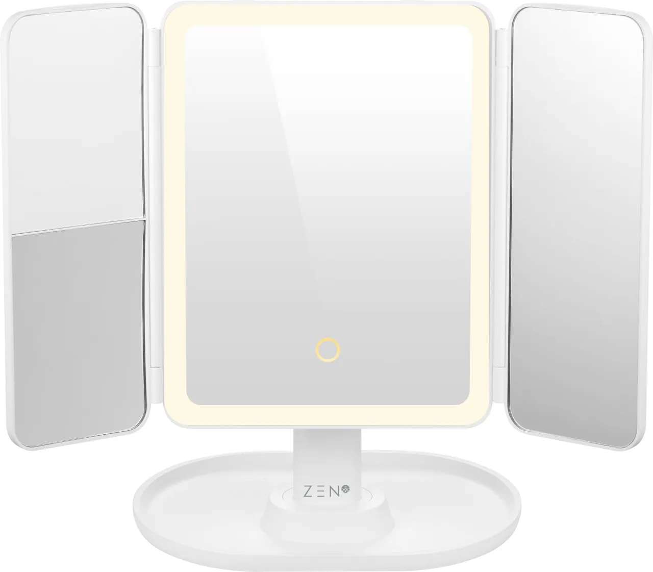 Zen Selene Series Detachable Trifold Makeup Mirror - White Lighted Mirror