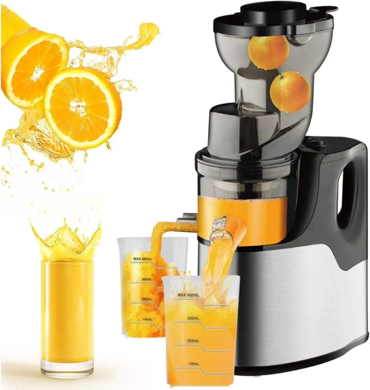 Ackiliss ACL-2857 Slow Juicer 250 W Juicer (2 Jars, Clear,Silver and Black)