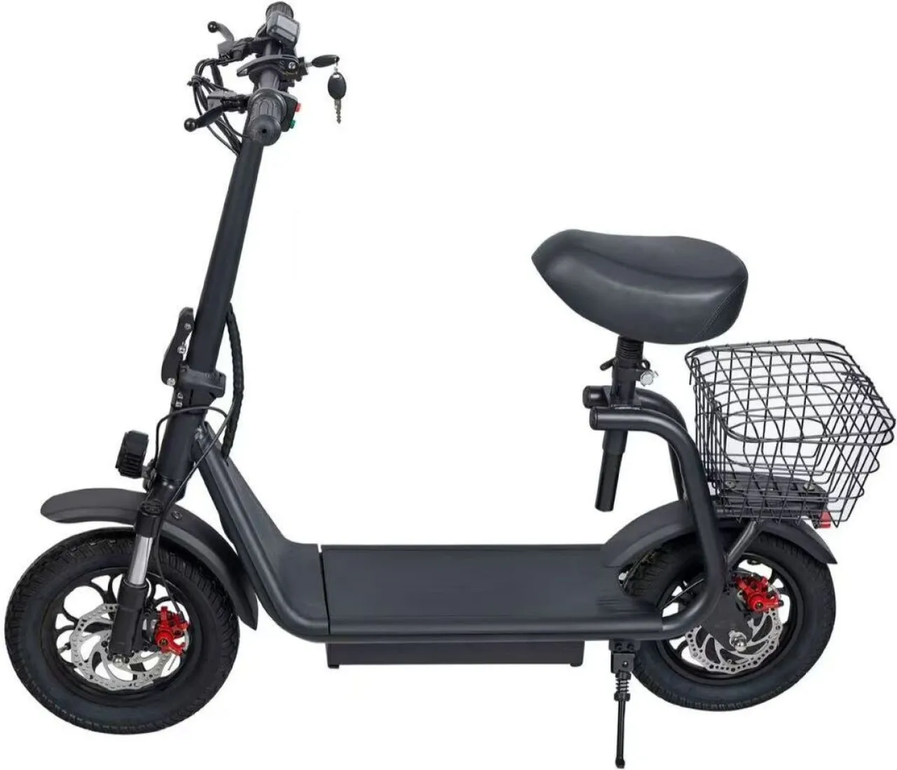 Scooter Folding Black Electric Scooter With Seat And Basket, Iong Battery Iife And Energy Saving. M…