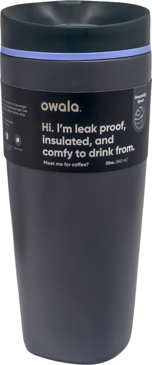 Owala Grey SmoothSip Slider, Leak Proof Stainless Steel Tumbler