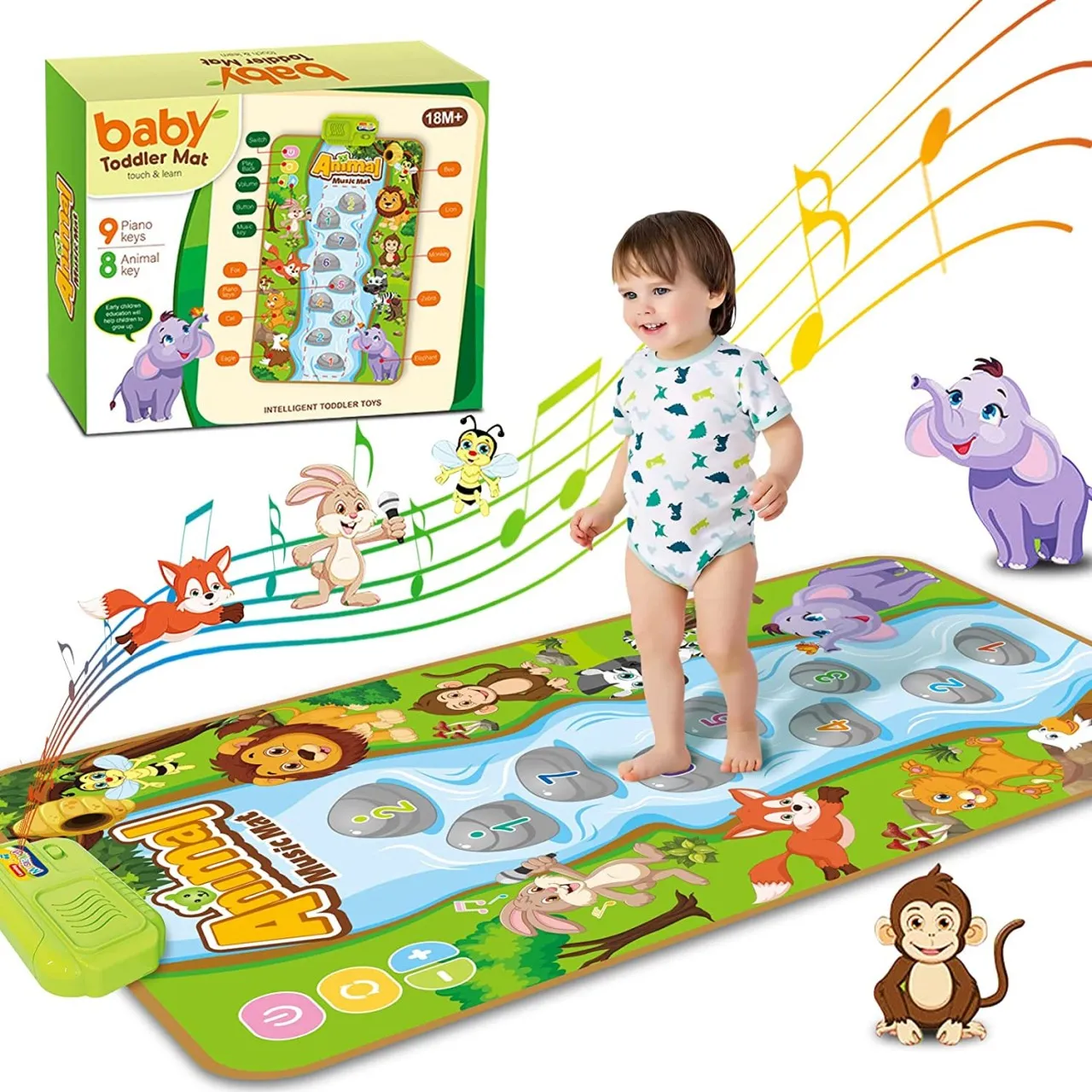 Bloo Children's interactive music mat, 17 songs and sounds, digital keys, animals, 80x50 cm, multi-…