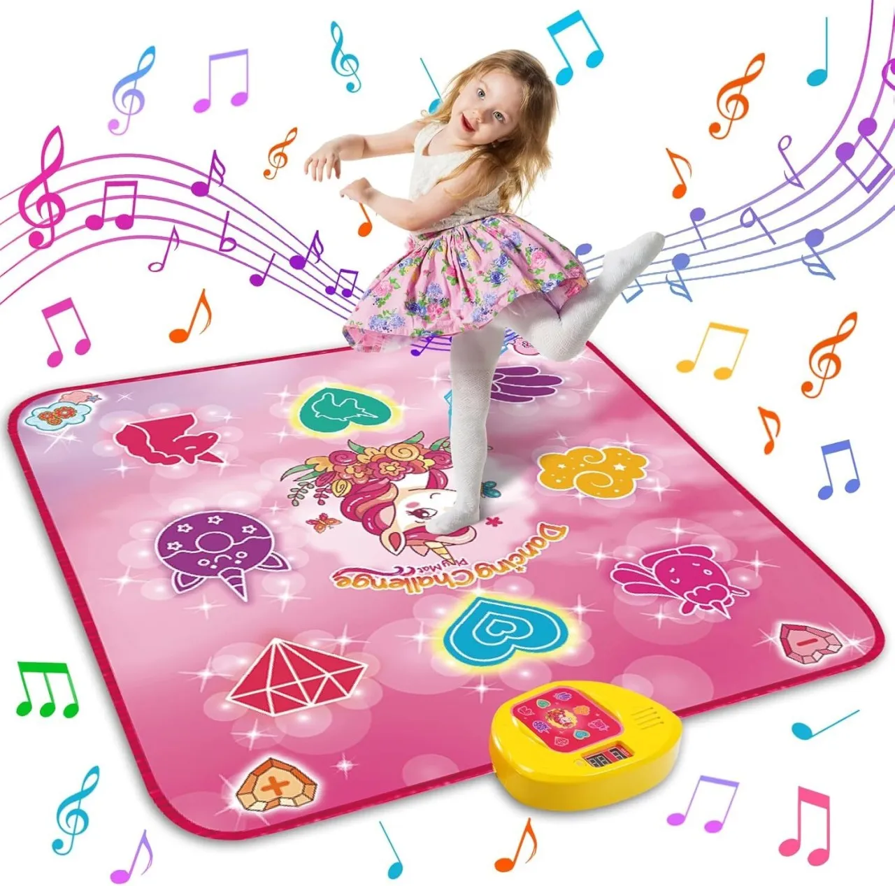Flycross Dance Mat Toys for 3-12 Year Old Girls, Dance Pad with LED Lights, Built-in Music, 6 Game …