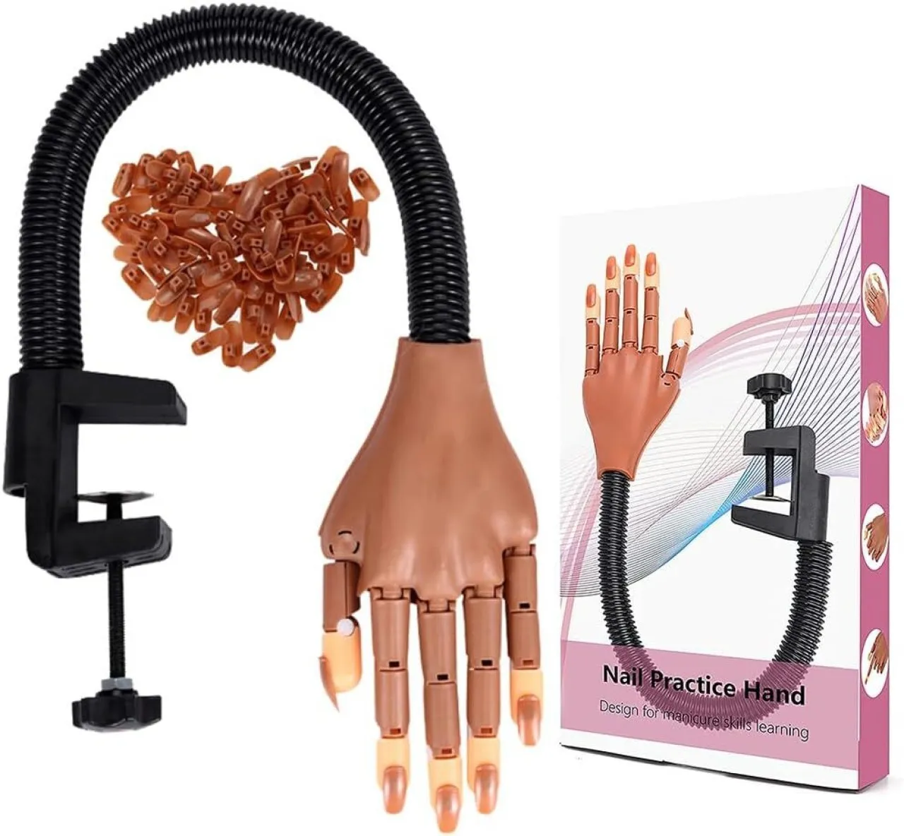 Generic Practice Hand for Acrylic Nails, Professional Nail Practice Hand for Training