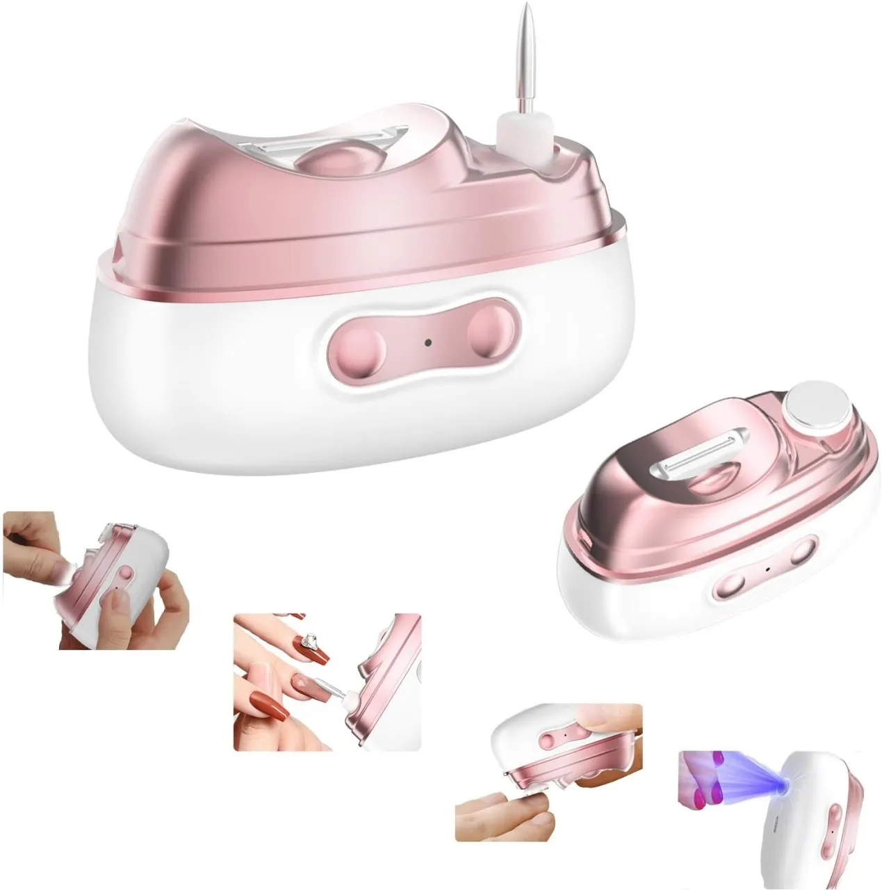 SHIJIN Safe on Skin Automatic Nail Clipper & Polisher with Storage|LED Light|UV Lamp|2 Speeds Finge…