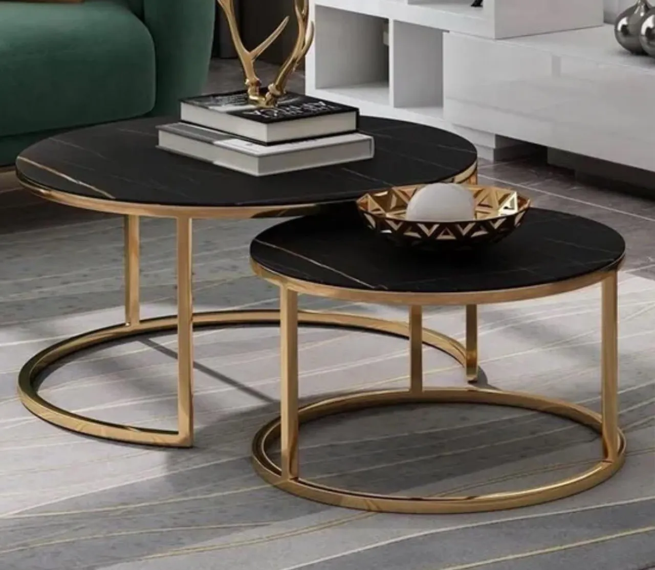The Green Bliss Boutique NESTING ROUND COFFEE TABLE Multipurpose Table