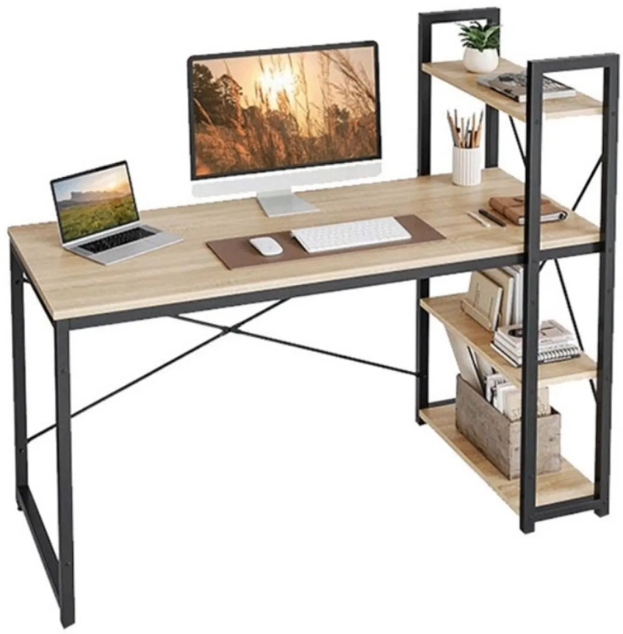 Generic Computer Desk with Adjustable Shelves Multipurpose Table