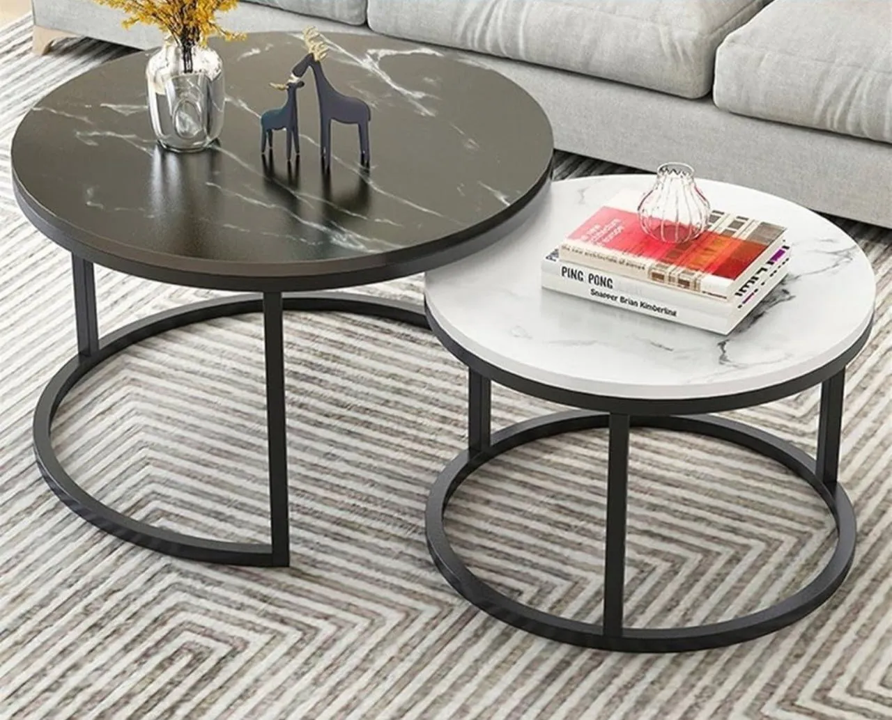 The Green Bliss Boutique NESTING ROUND COFFEE TABLE Multipurpose Table