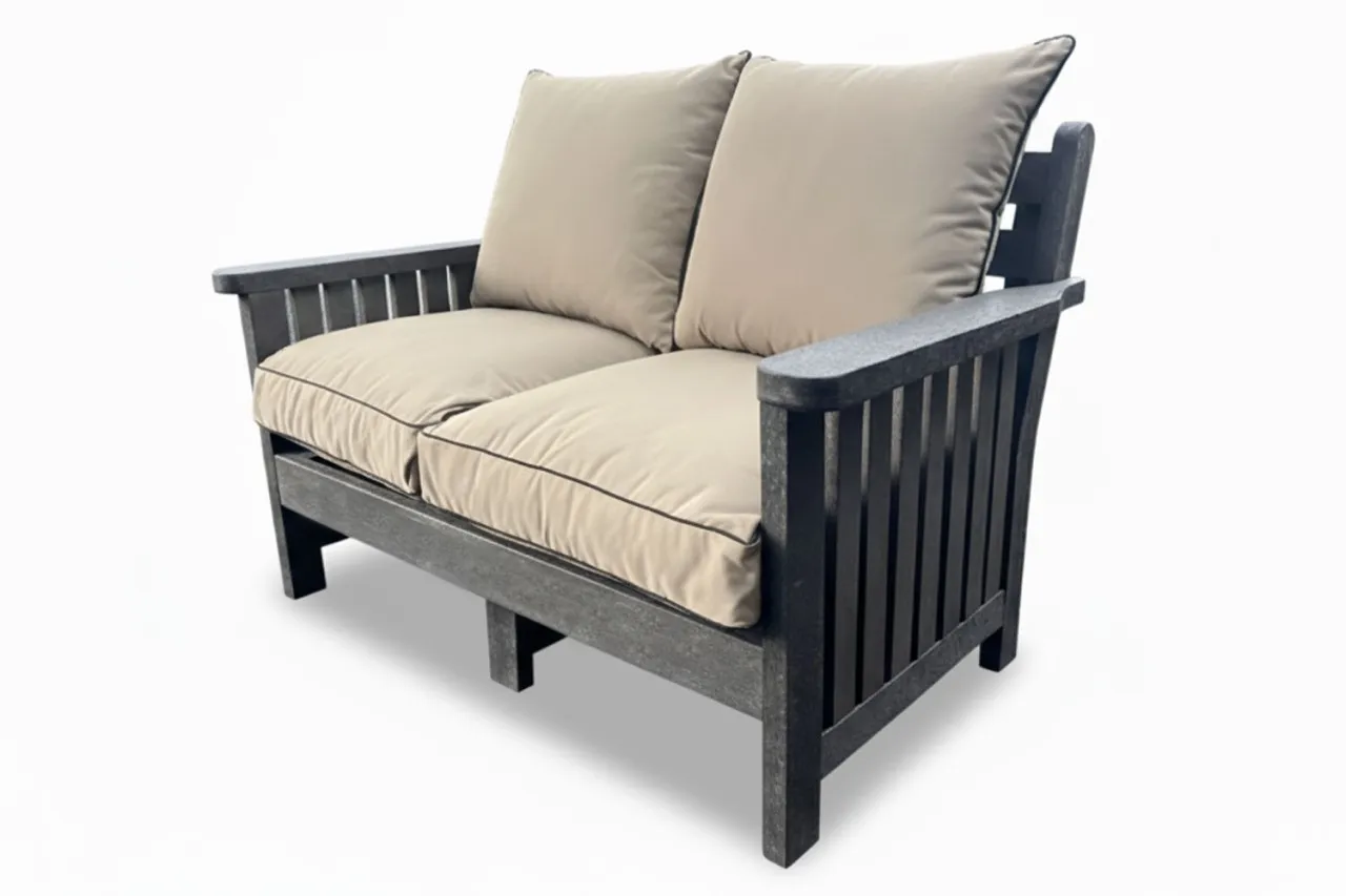 Generic Royal Recycled Plastic Sofa 2-Seater (Beige Cushions) Plastic Lounge Chair