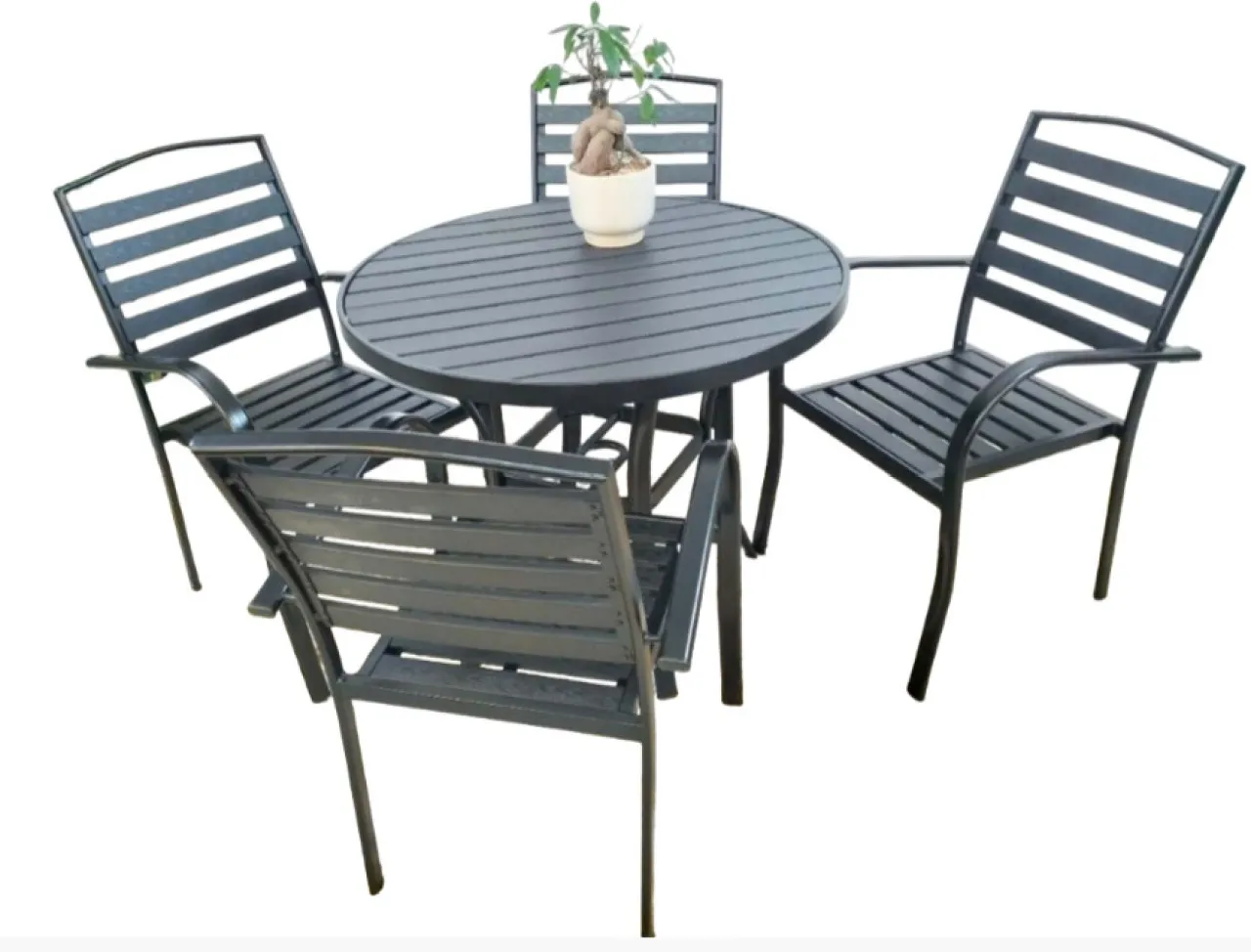 Premium 5-Piece Outdoor Patio Dining Set, Metal Table & Chair Set